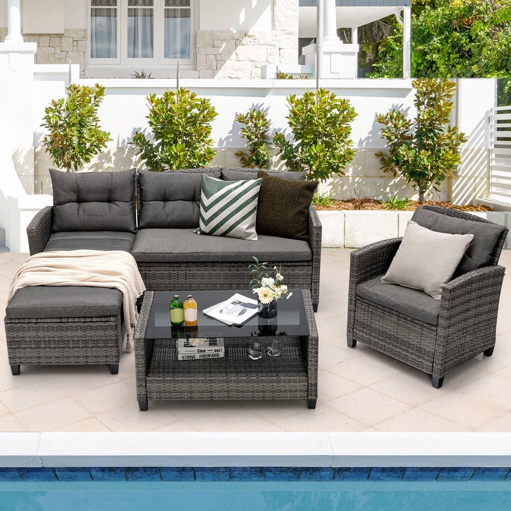 Costway 5 Seater Ratan Garden Lounge Set with Cushions Image 4