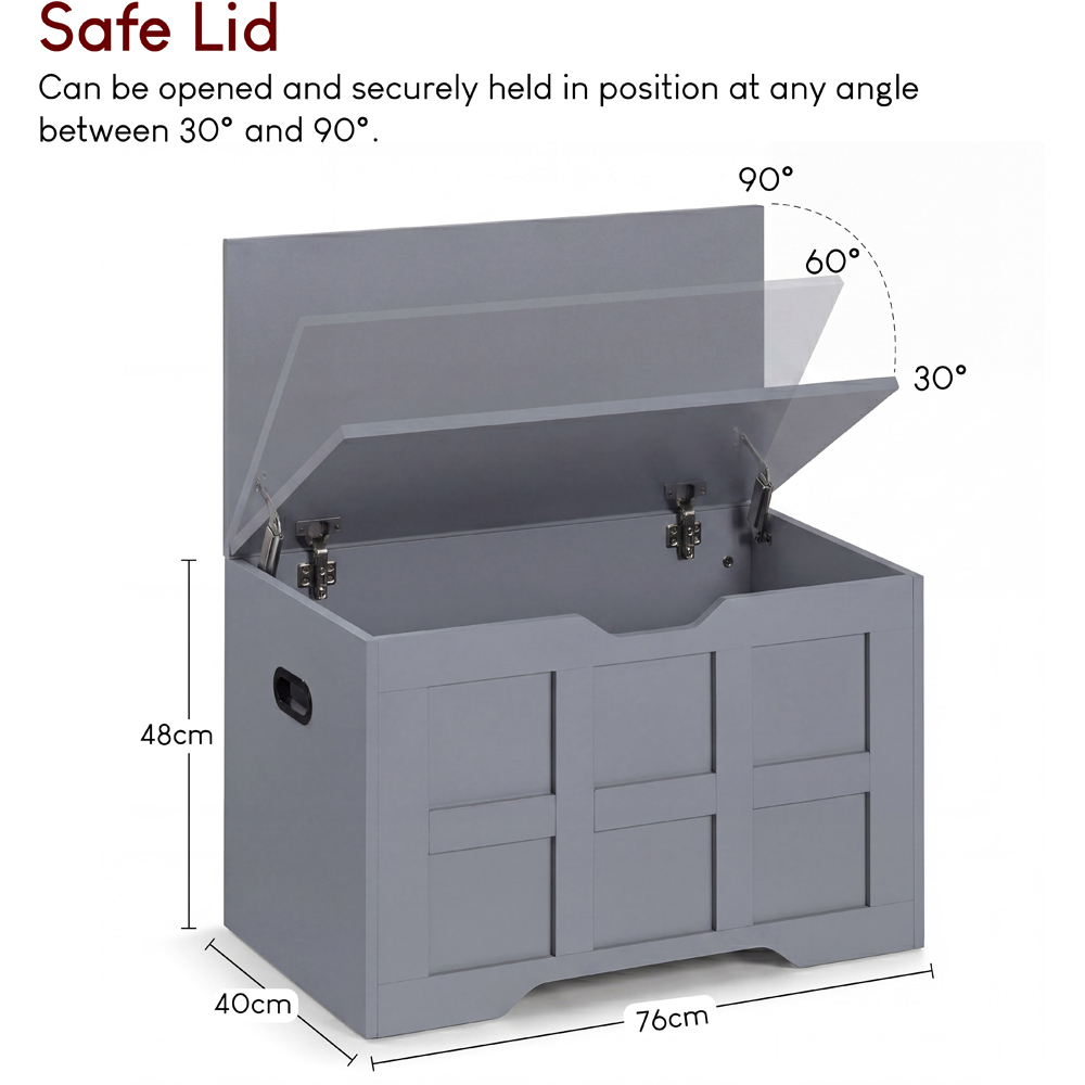 VIDA DESIGNS Grey Small Storage Ottoman Bench Image 9