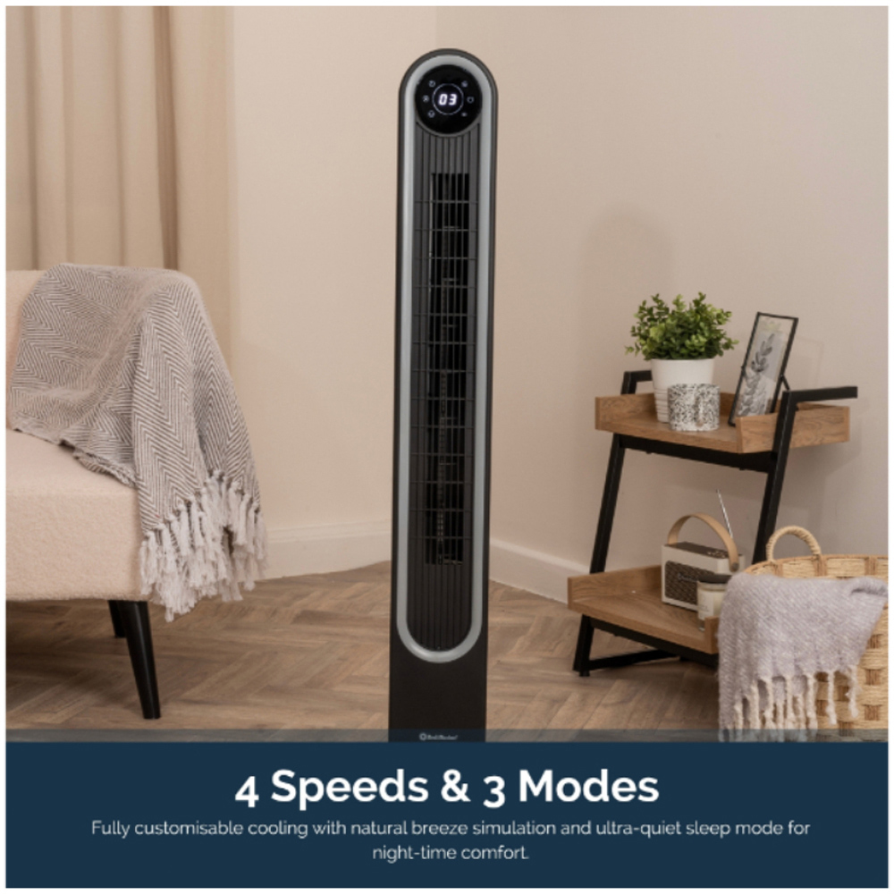 Rediffusion Halo Black Quiet Cooling Digital Tower Fan with Warm White Halo Light 42 inch Image 5