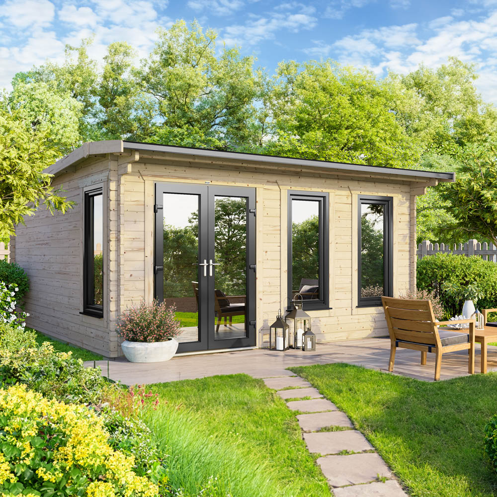 Power Sheds 16 x 14ft Left Double Door Apex Log Cabin Image 2