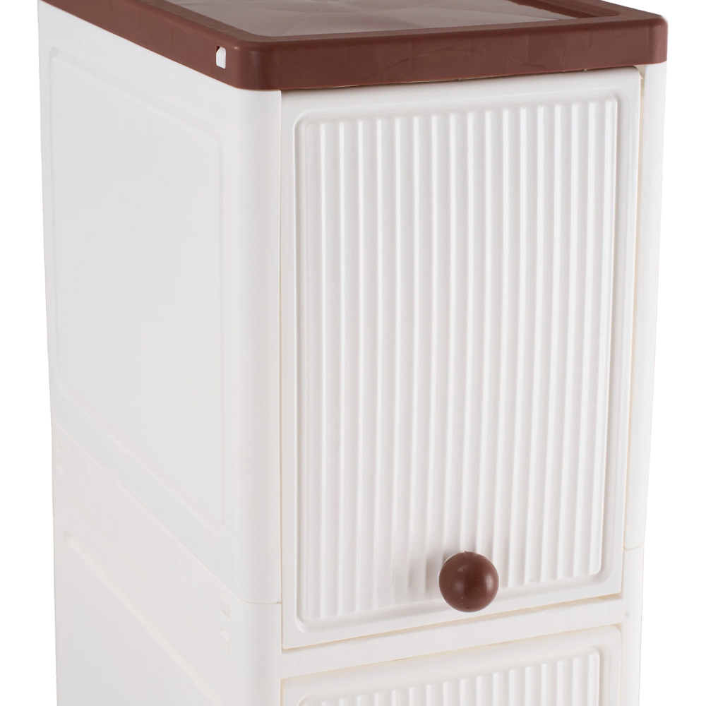 Living and Home 4 Shelf White Plastic Slim Storage Cabinet with Wheels Image 5