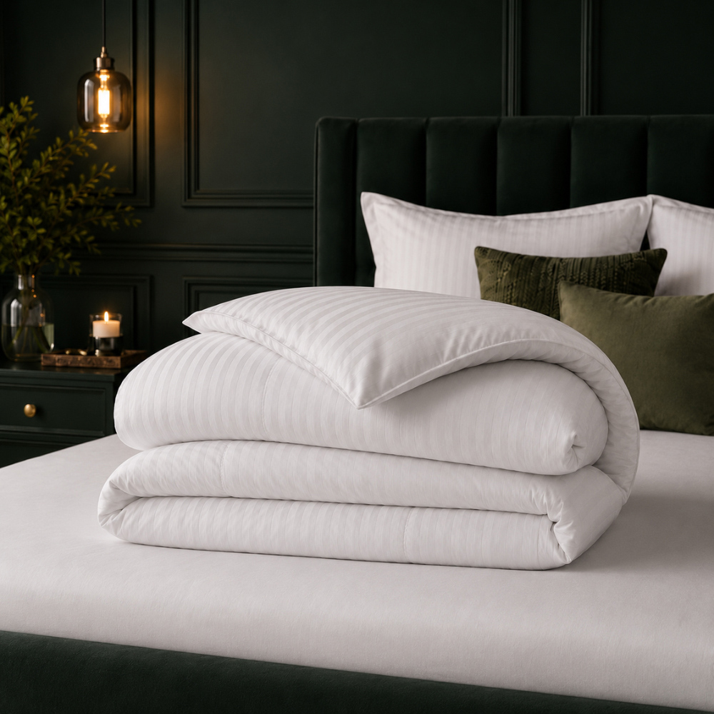 Opulent Home Super King Size White Striped Summer Duvet Set 1.5 Tog Image 7