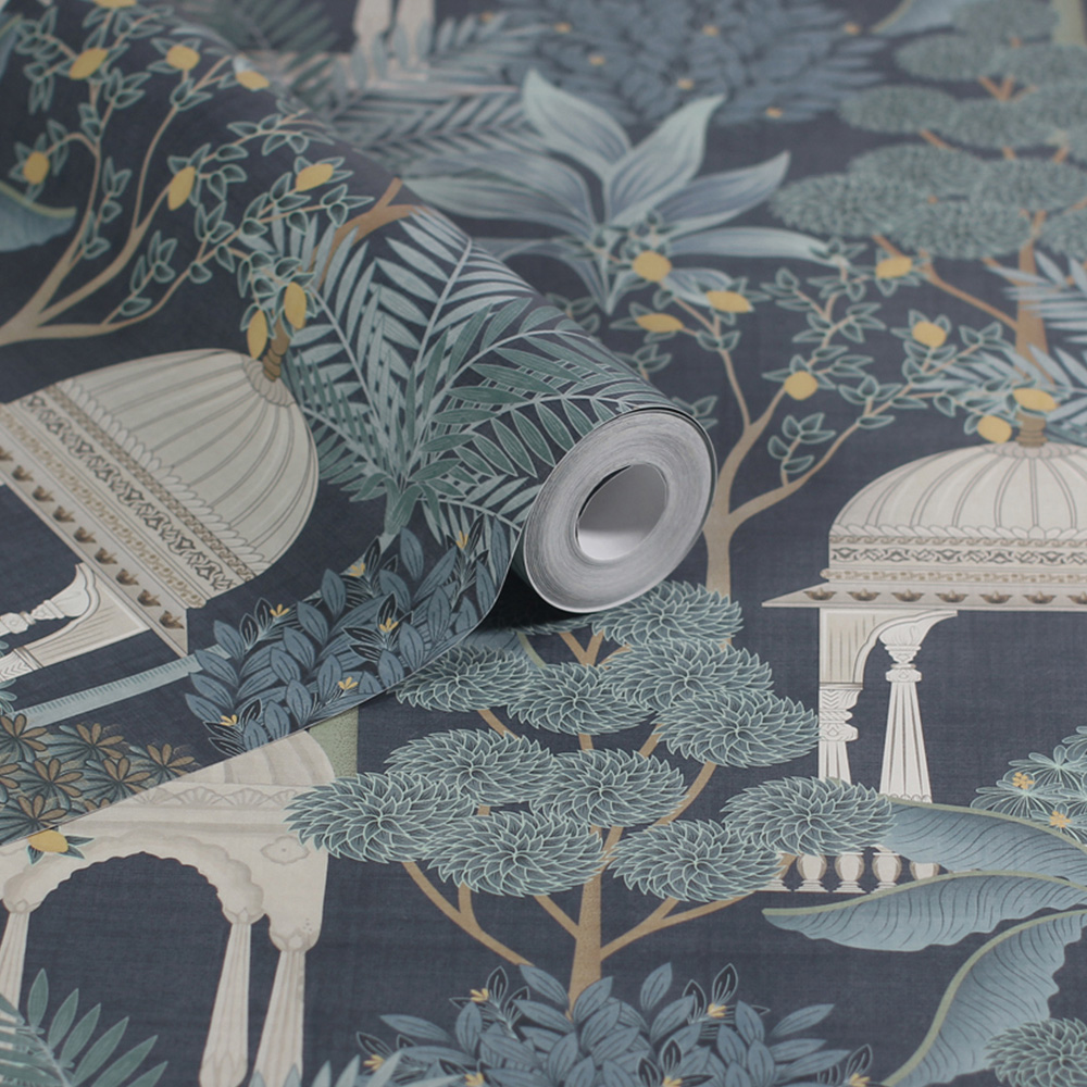 Esselle Home Exotic Pavilion Navy Wallpaper Image 2