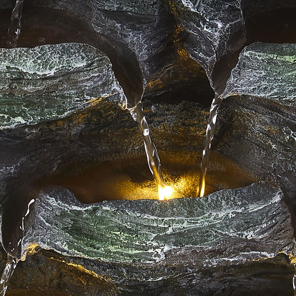 Living and Home Cascading Rock Solar Powered Water Feature with Light Image 7