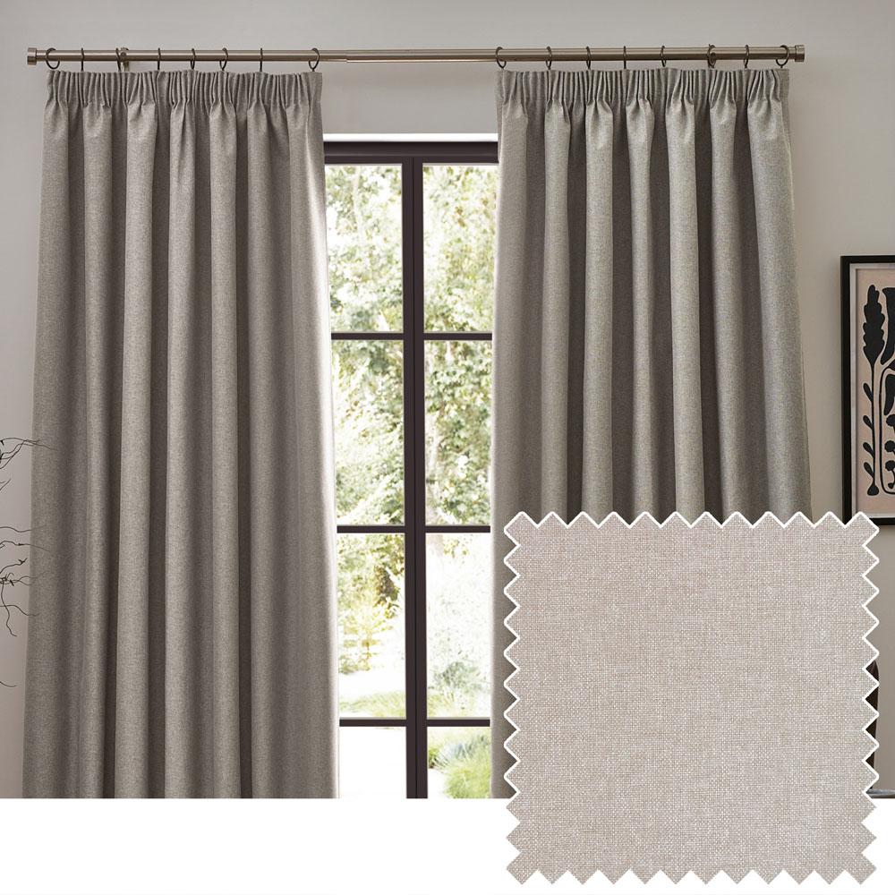 furn. Dawn Linen Blackout Pencil Pleat Curtains 117 x 183cm Image 5