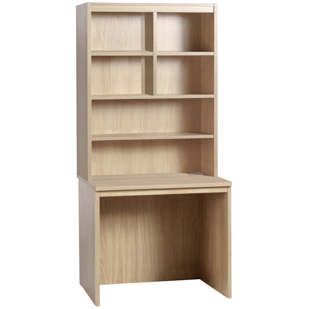 R White Cabinets 6 Shelf Home Office Desk with Hutch Brown Image 2