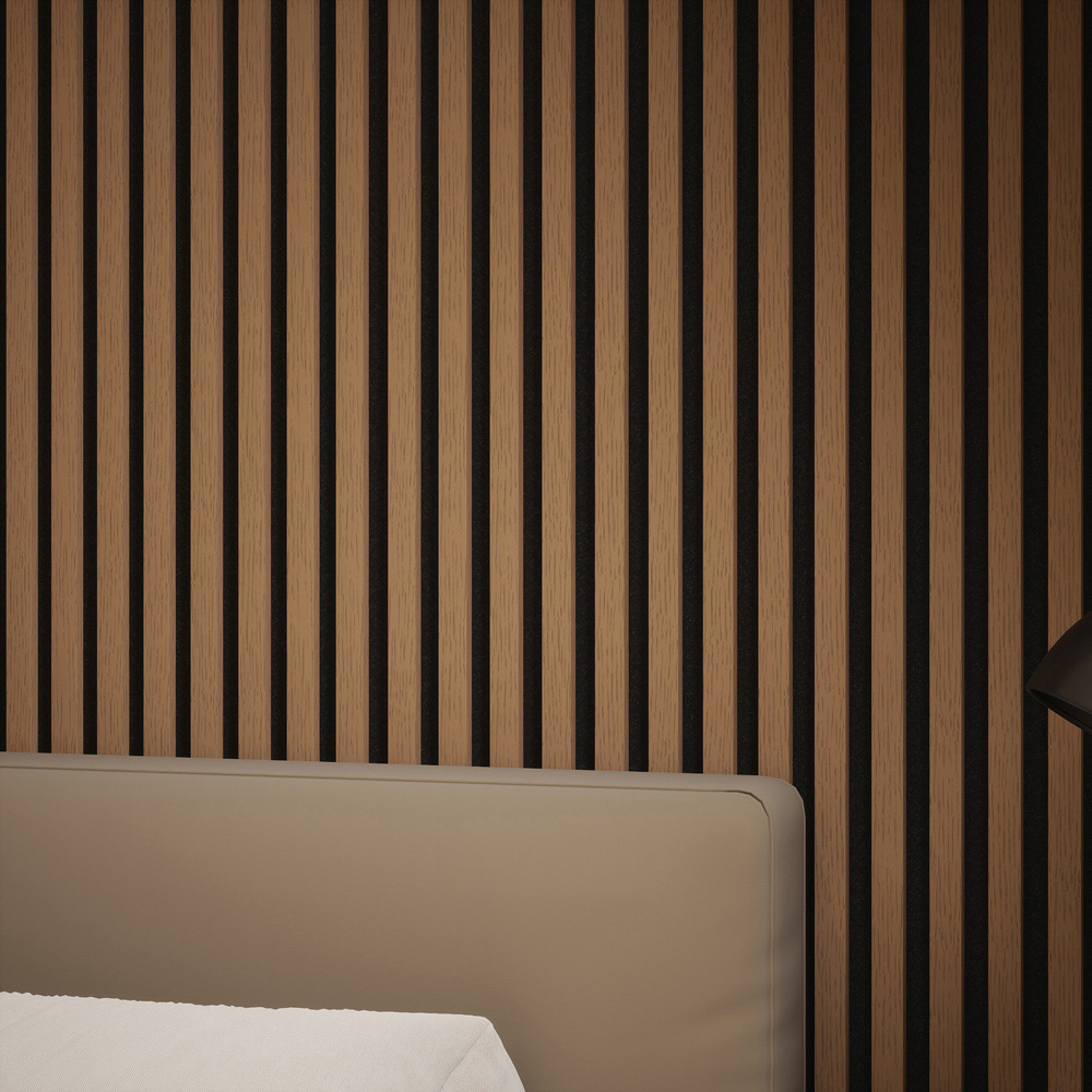 Tuscan Smoked Oak PVC Wrapped Acoustic Wall Panel 240 x 60.8cm Image 4