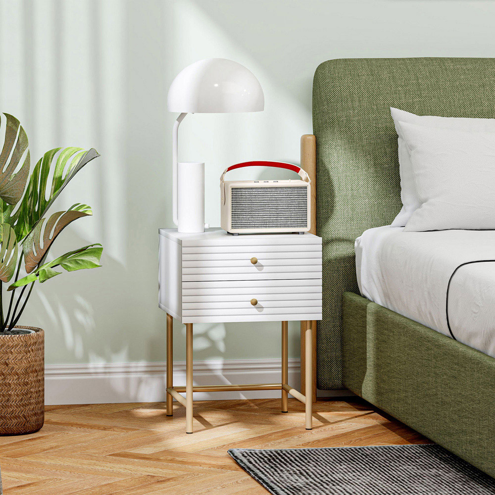 Portland 2 Drawer White Bedside Table Set of 3 Image 4