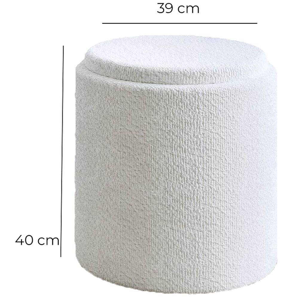 CARME Home Hailey Ivory Bouclé Storage Stool Image 8