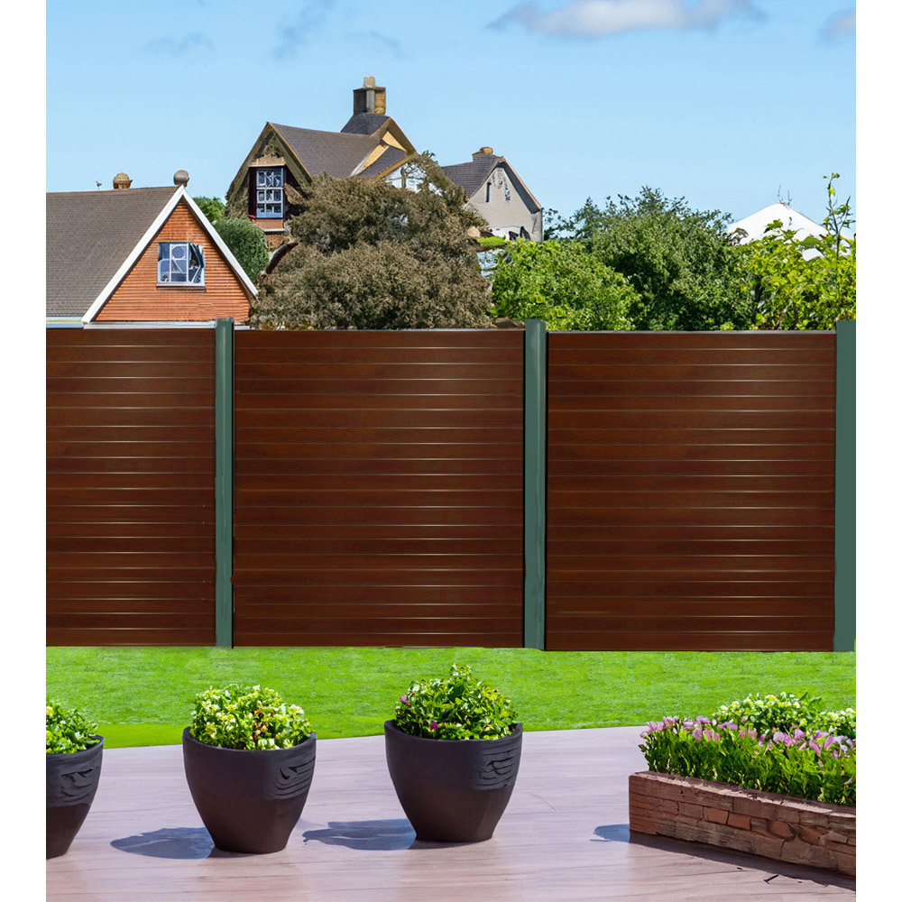 Endurofence Dark Oak 1830 x 2000mm Multi Rib Maintenance Free Fence Panel Image 3
