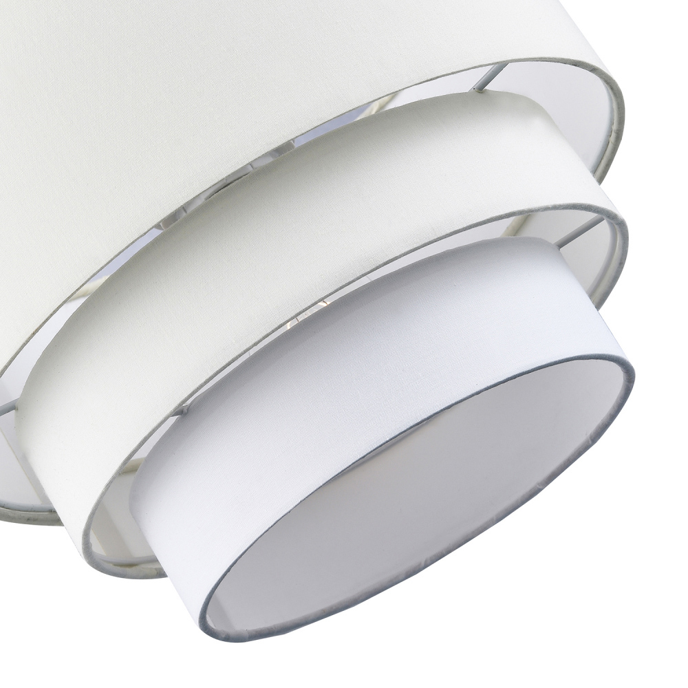 Happy Homewares 3 Tier Round Cream and White Cotton Fabric Pendant Shade Image 5