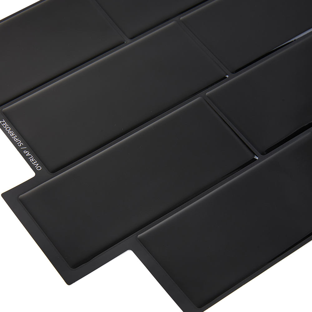 Living and Home Brick Effect Black Rectangle Self Adhesive Wall Sticker 10 Pack Image 4