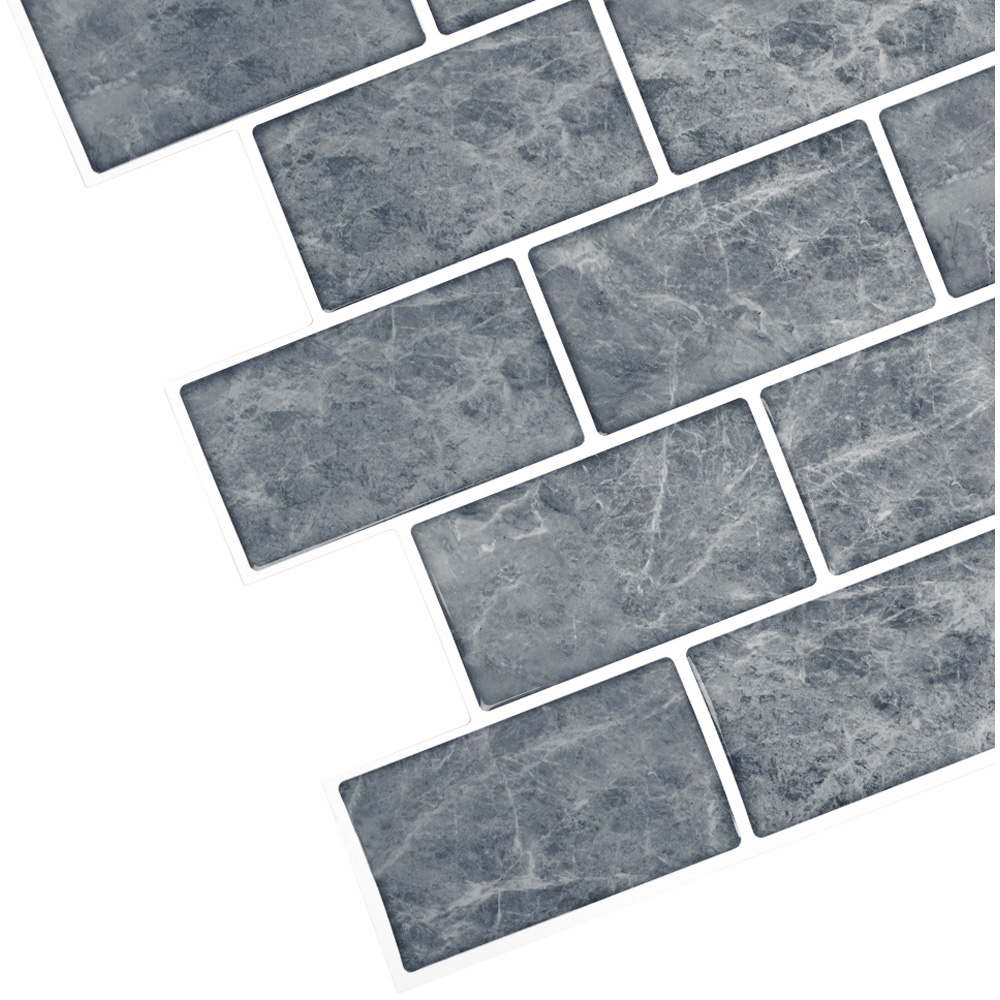Living and Home Marble Grey Peel and Stick Wall Tile Sticker 10 Pack Image 5