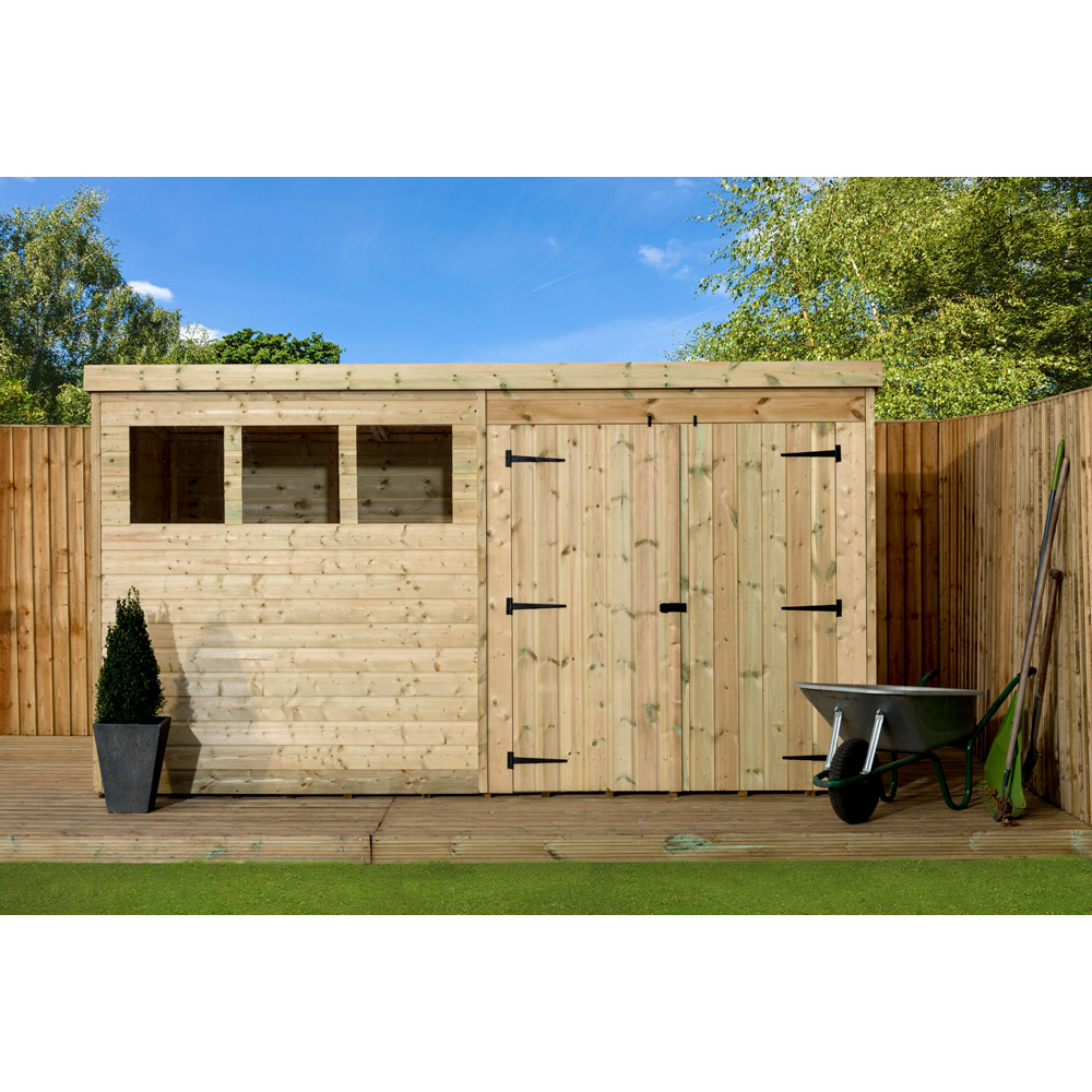 Empire Sheds 4000 14 x 5ft Double Door Tongue and Groove Wooden Pent Garden Shed Image 4
