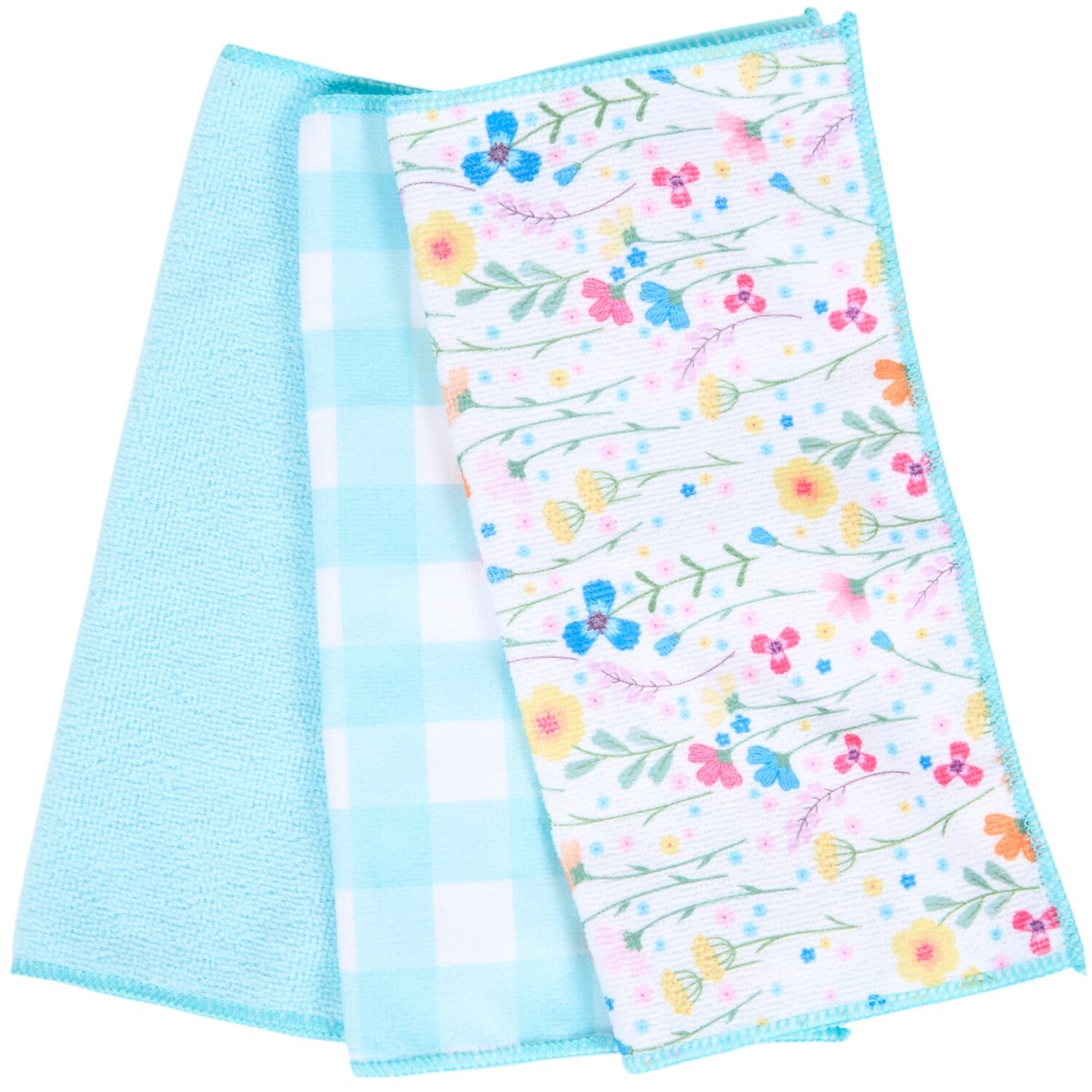 Pack of 3 In Bloom Microfibre Cloths Blue Image 2