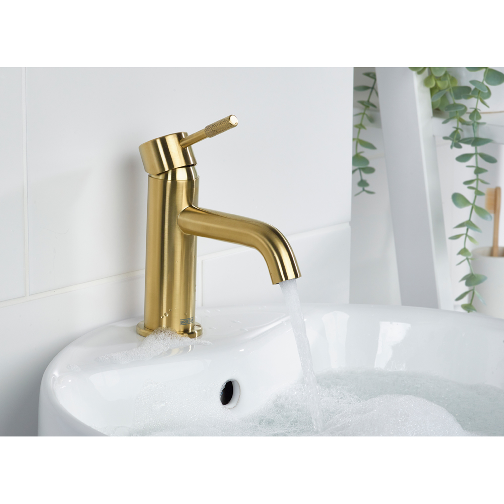 Bristan Molida Brushed Brass Cool Start Basin Mixer with Clicker Waste Image 6