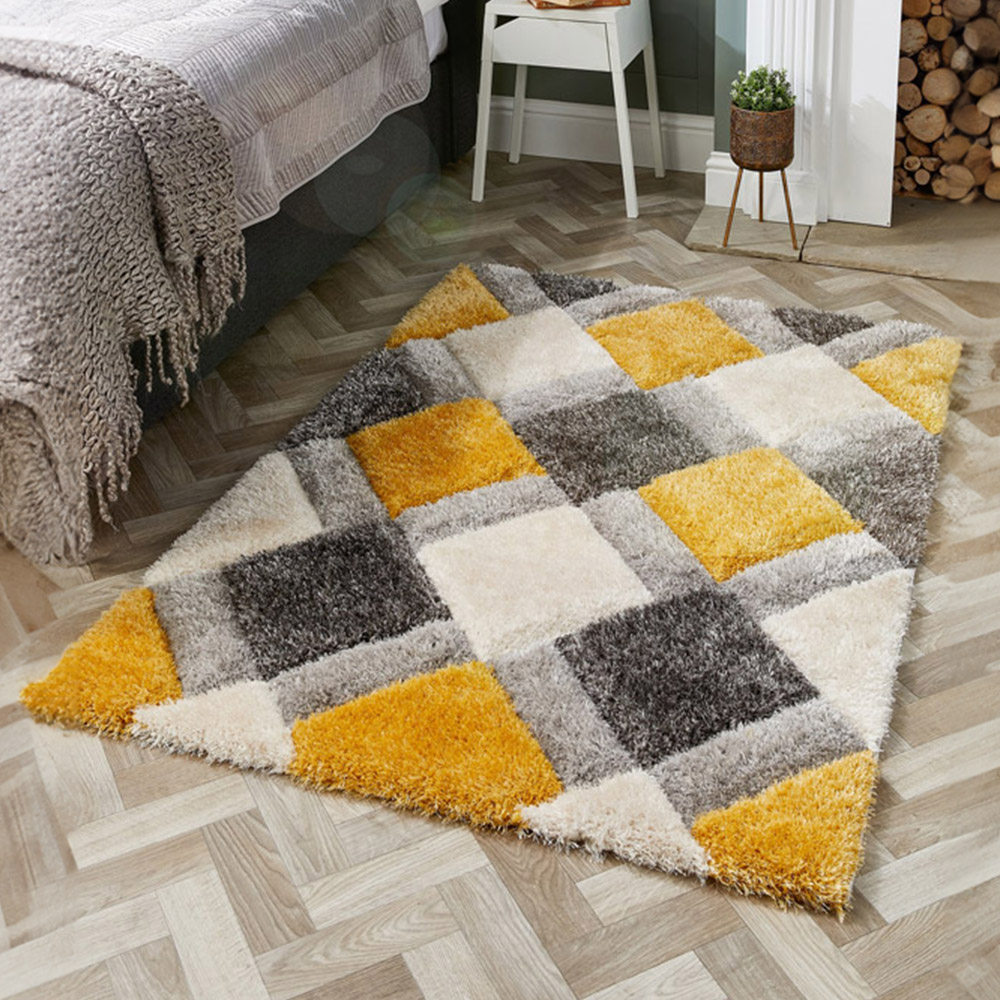 Origins Ochre 3D Geo Shaggy Carved Rug 160 x 230cm Image 2