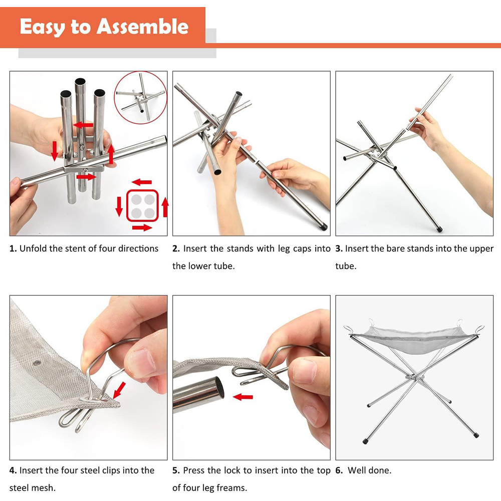 Shatchi Foldable Outdoor Camping Fire Pit with Carry Bag Image 7