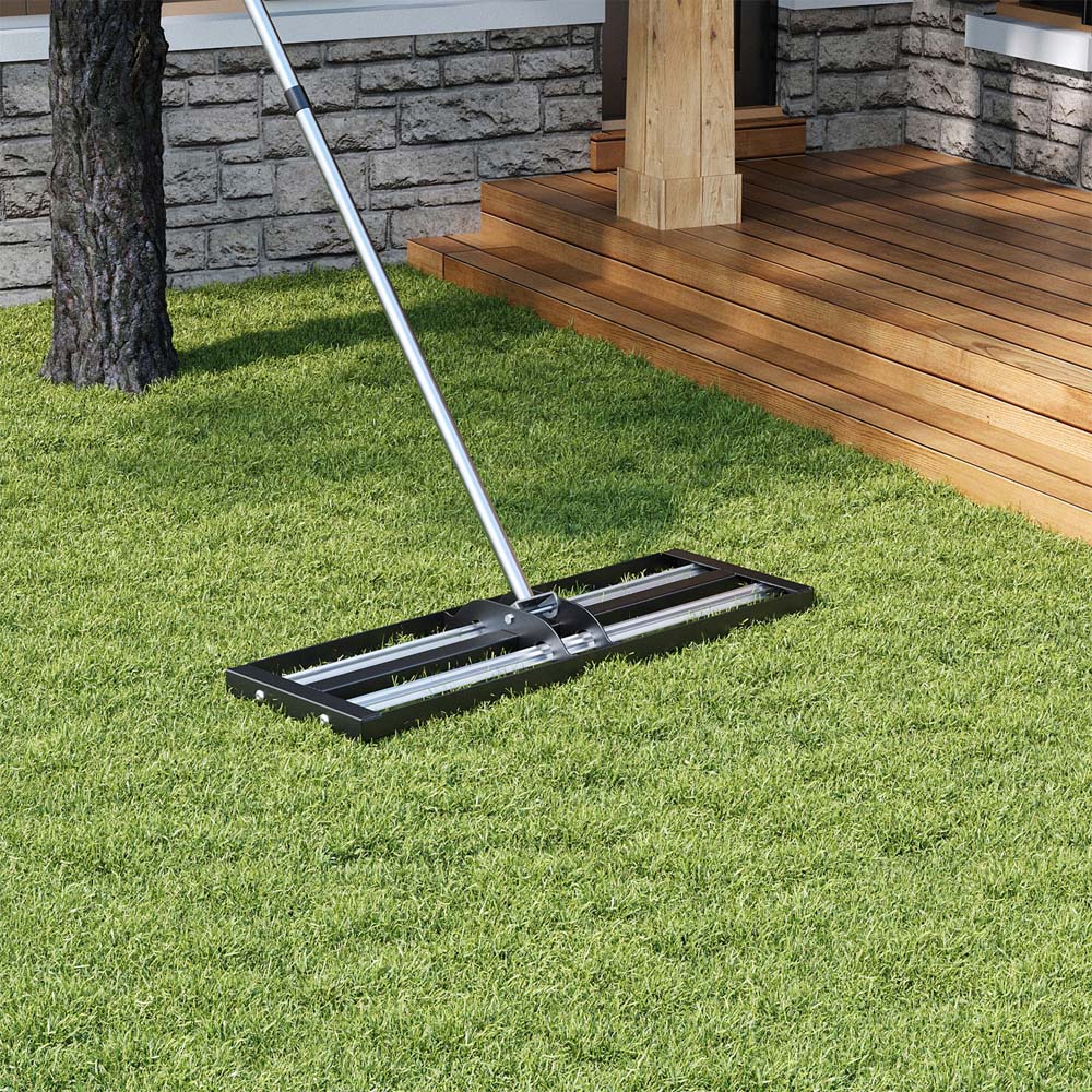 76 x 25cm Garden Lawn Levelling Rake with Aluminium Alloy Rollers Image 2