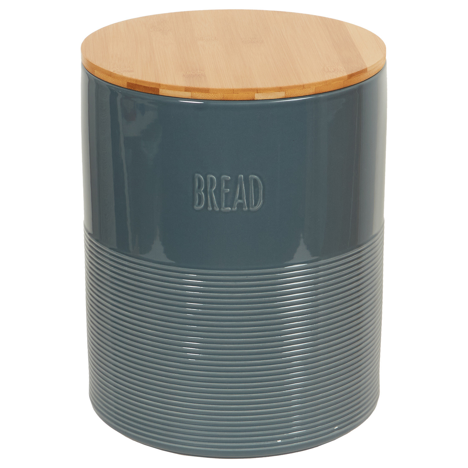 Embossed Ribbed Bread Canister - Slate Blue Image 3