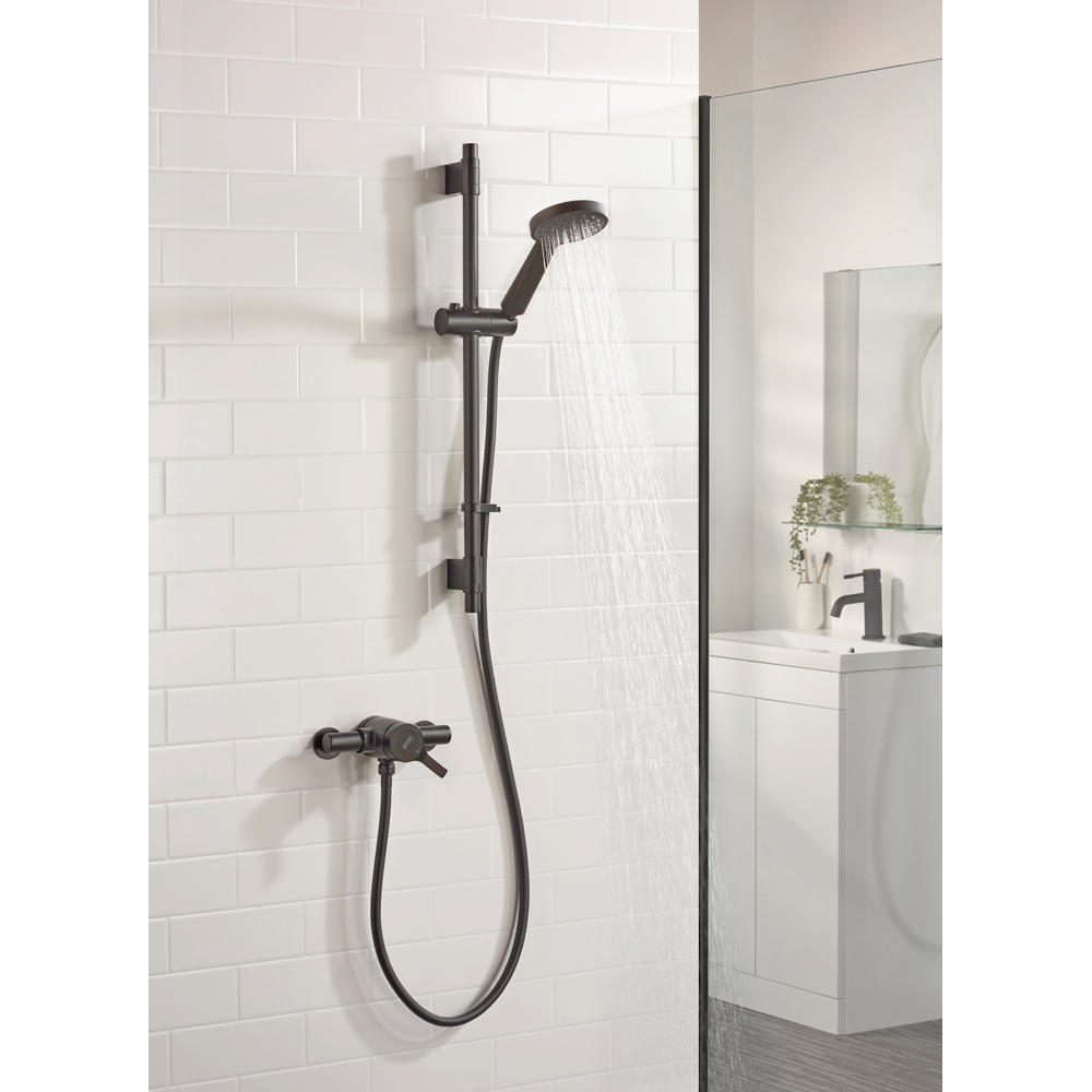 Bristan Onza Matt Black Thermostatic Exposed Shower Valve with Single-Function Handset Image 6