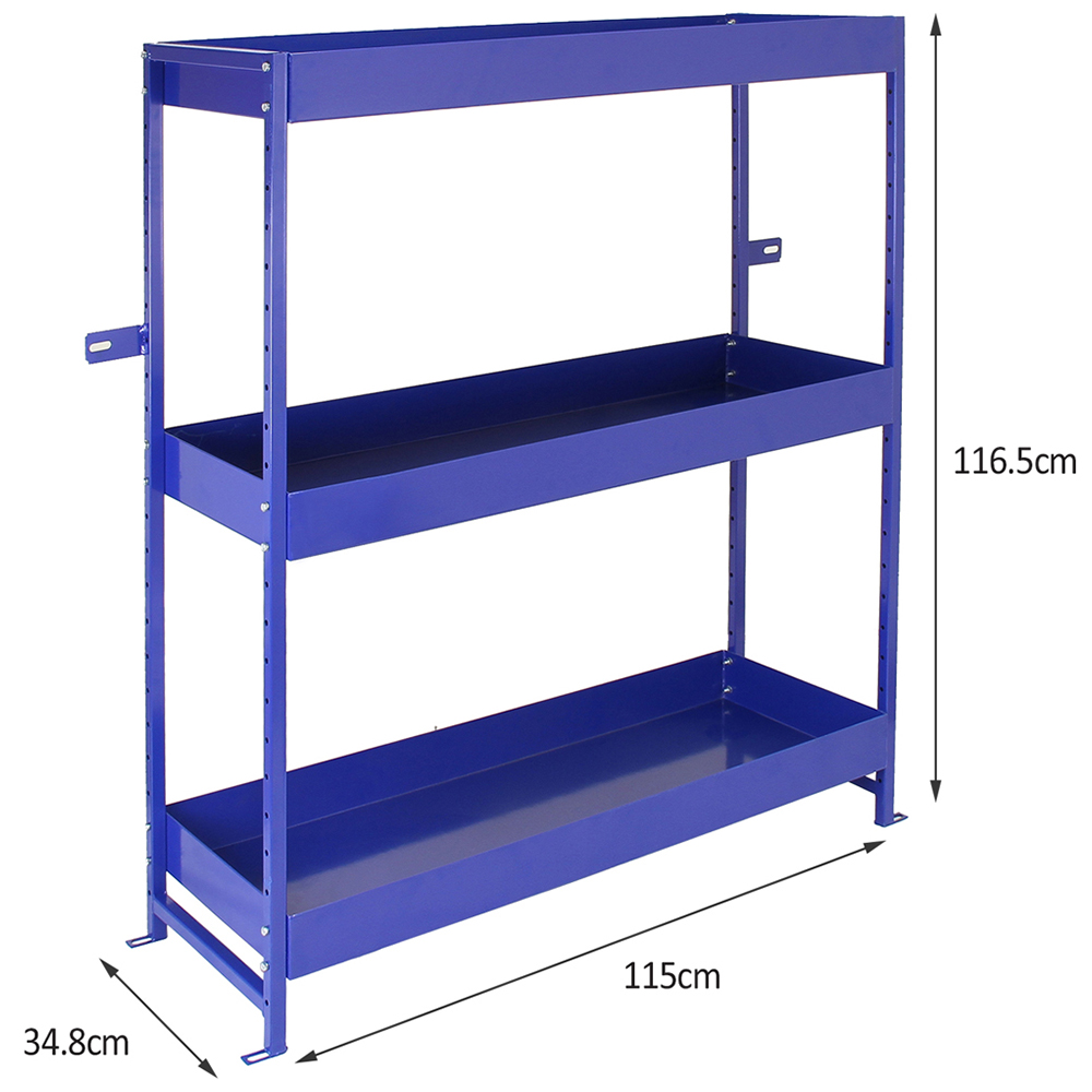 MonsterShop 3 Shelf Blue Lightning Metal Van Shelving Rack Set of 2 Image 5