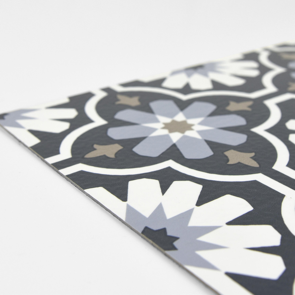 Floorpops Sevilla Dark Grey and White Peel and Stick Floor Tile 30.48 x 30.48cm 10 Pack Image 3