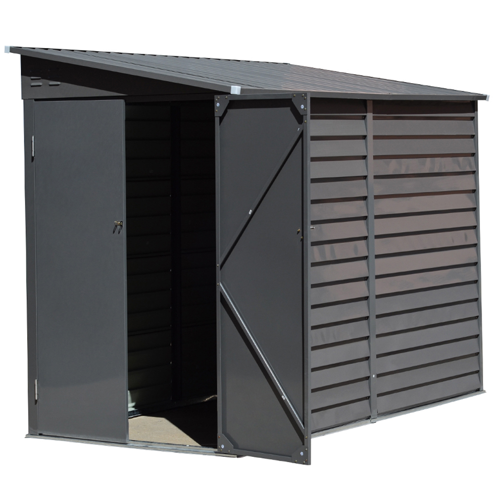H&O Direct 8.9 x 4.7ft Grey Lean To Metal Pent Garden Shed Image 3