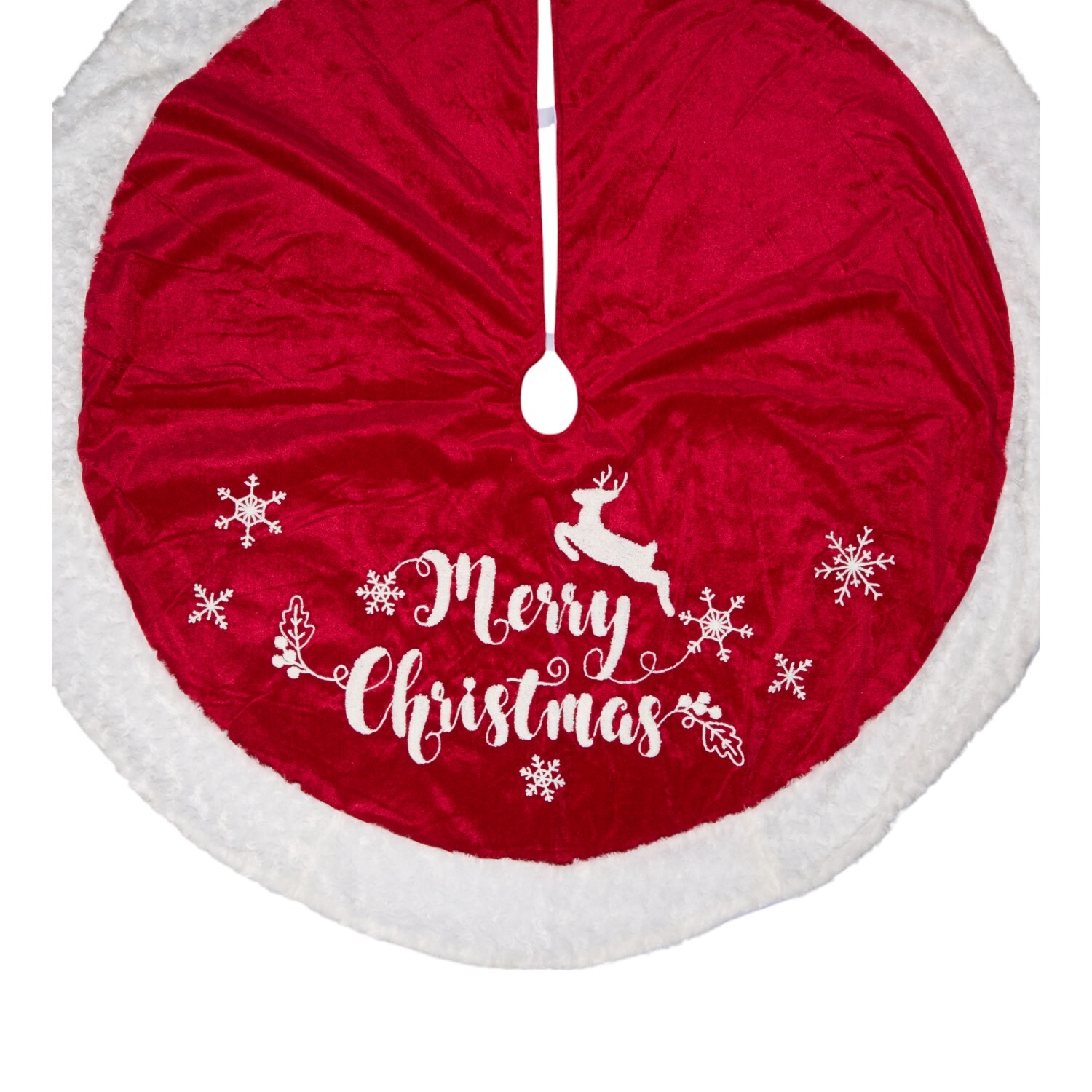 Classic Merry Christmas Tree Skirt Red Image 4