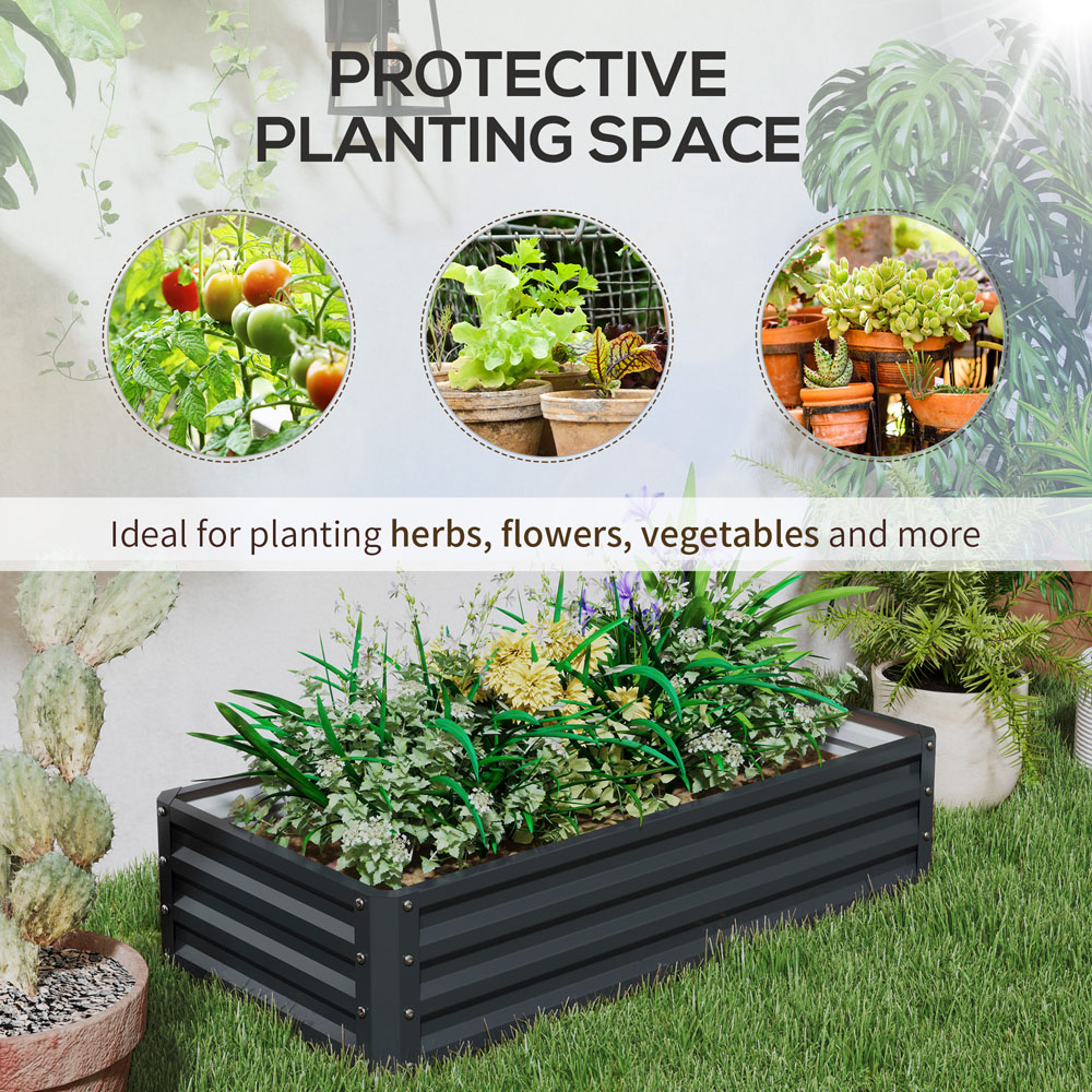 Outsunny Set of 2 Grey Raised Garden Bed 30 x 60 x 120cm Image 6