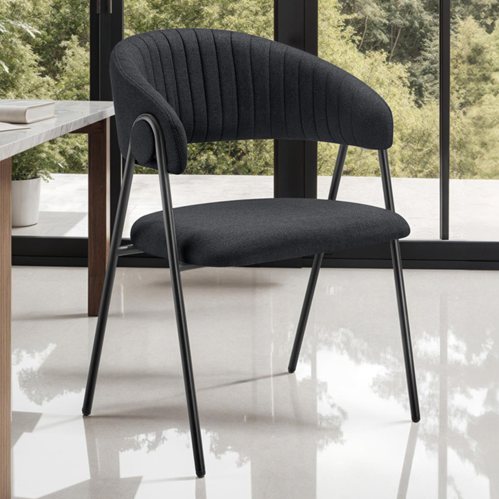 tectake Bedano Set of 4 Black Dining Chair Image 1