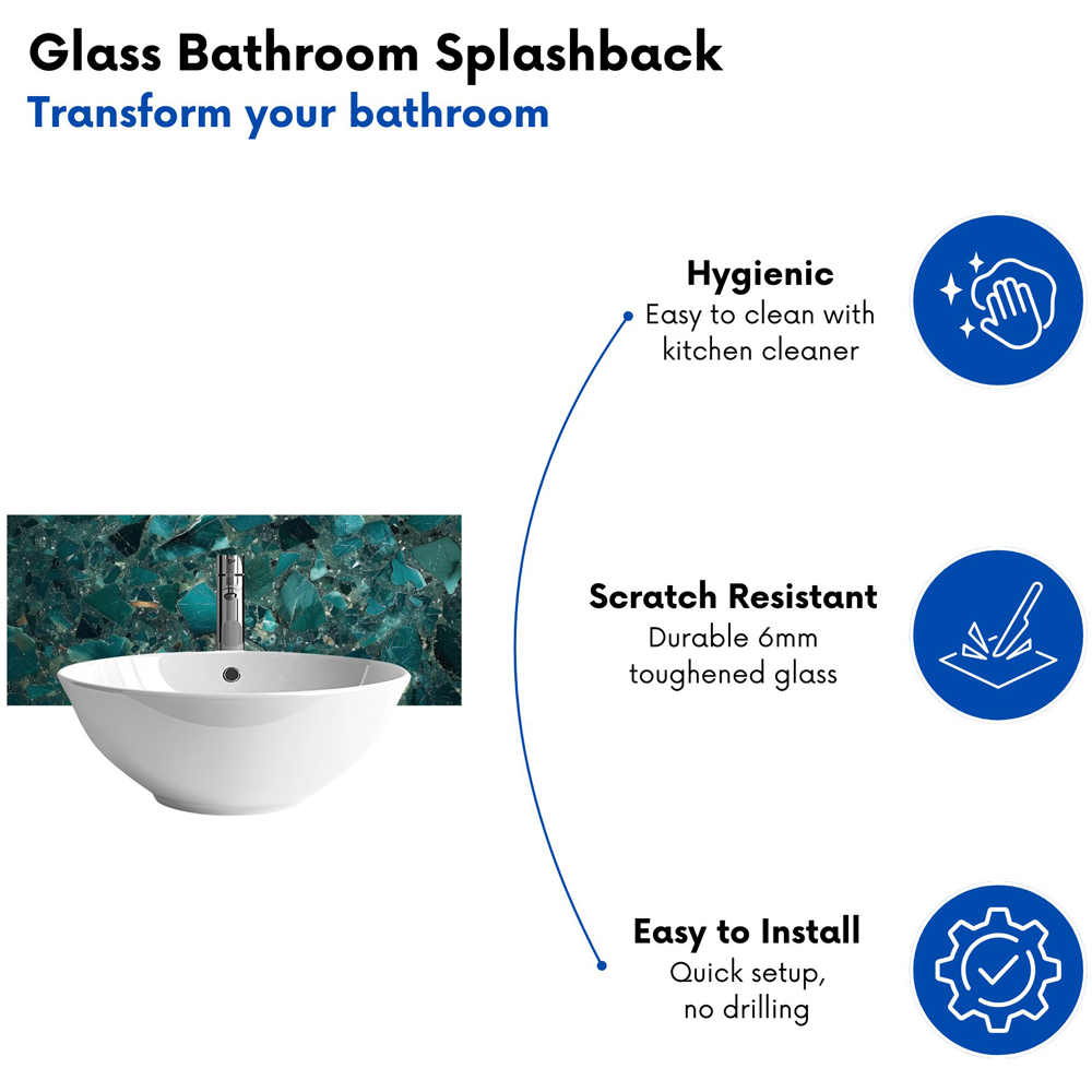 Warren Reed Designer Teal Quartz Effect Bathroom Splashback 25 x 60cm Image 4