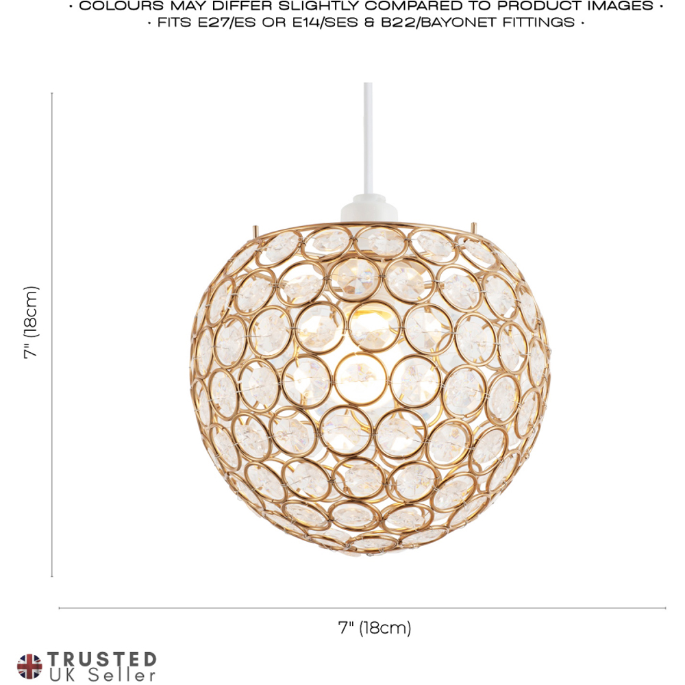 Happy Homewares Round Gold Globe Small Clear Acrylic Beads Pendant Shade Image 7