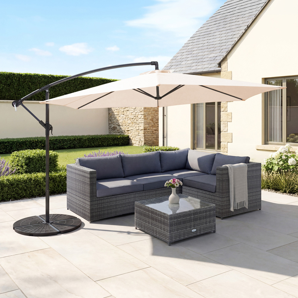 Charles Bentley Cream Hanging Cantilever Parasol 3m Image 2