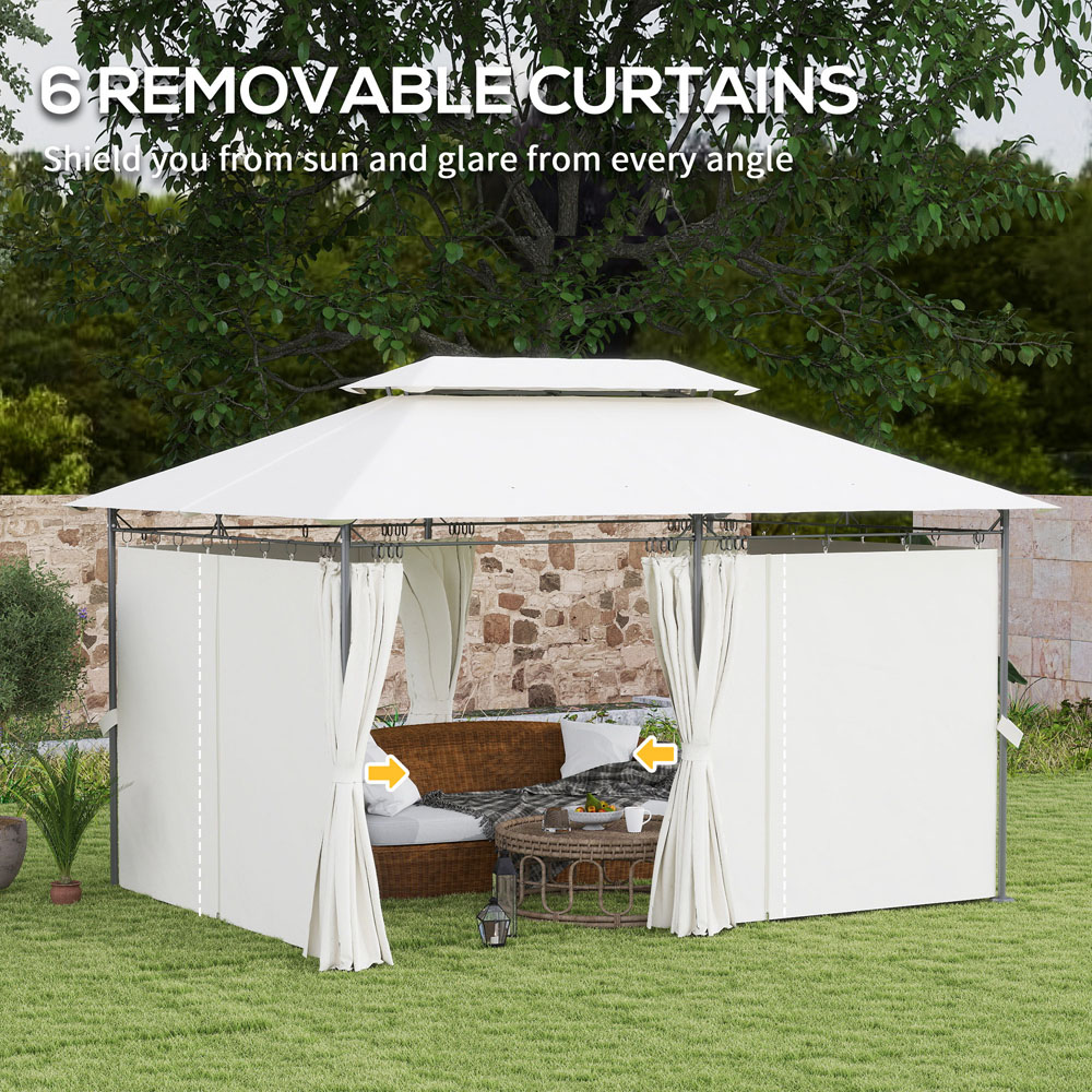 Outsunny 3 x 4m White Double Roof Metal Garden Gazebo with Sides Image 6