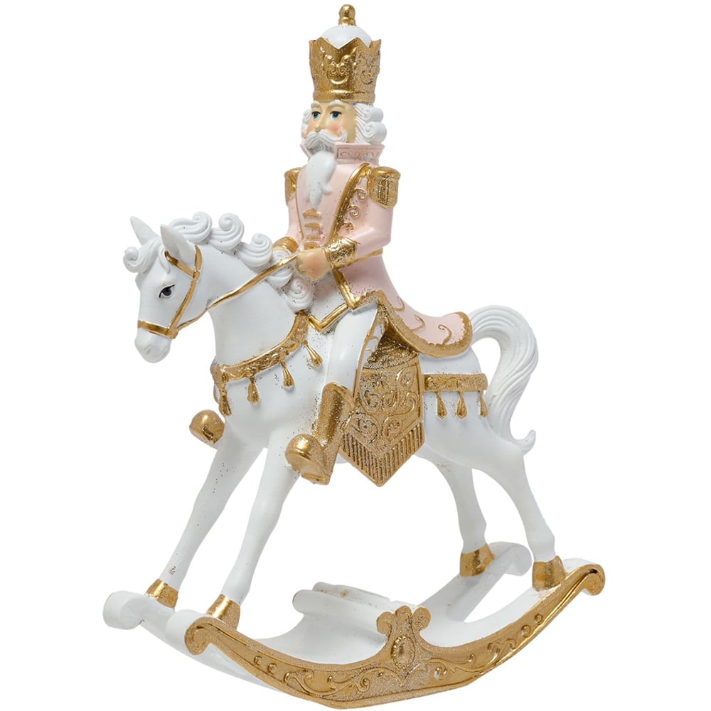 The Christmas Gift Co Pink Nutcracker On A Rocking Horse Image 1