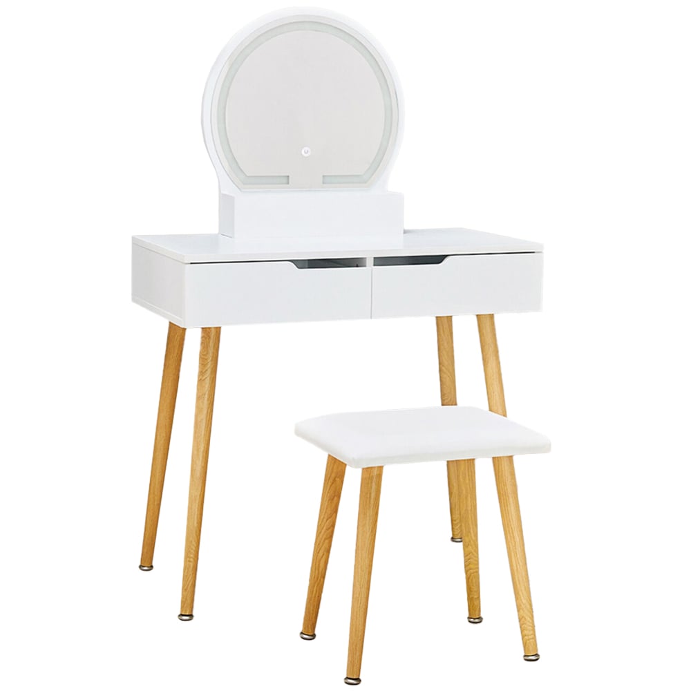 White Dressing Table Set with LED Mirror Image 2