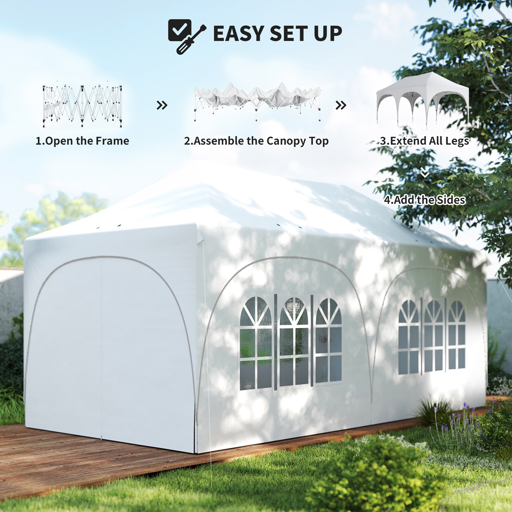 Outsunny 3 x 6m White Pop Up Gazebo with Detachable Sidewalls Image 5