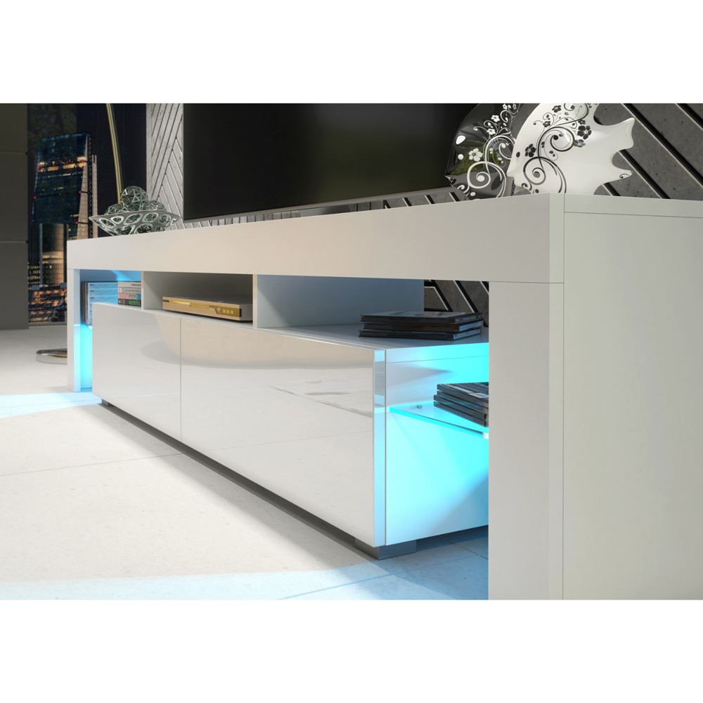 Creative Furniture Nova White and White Gloss 2 Door 3 Shelf TV Unit with LED Image 3