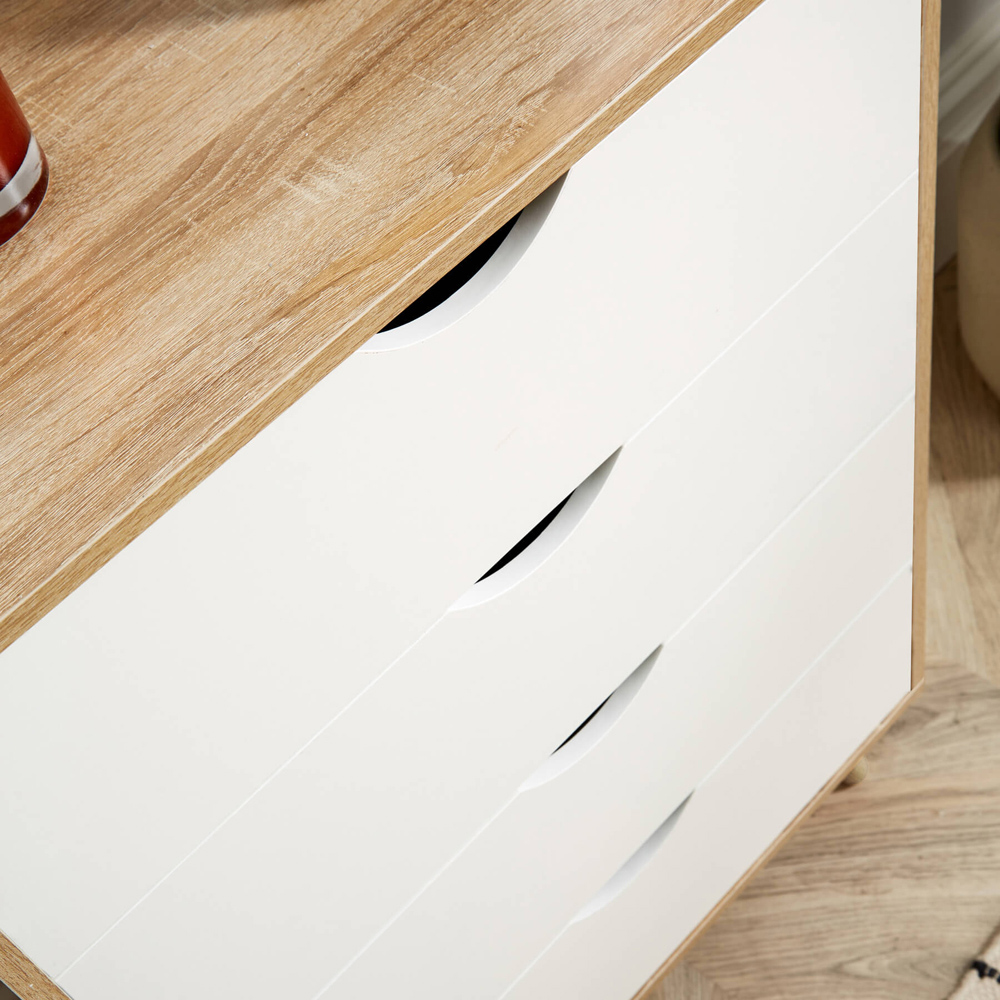 Home Source Boden 4 Drawer Oak and White Wide Chest of Drawers Image 3