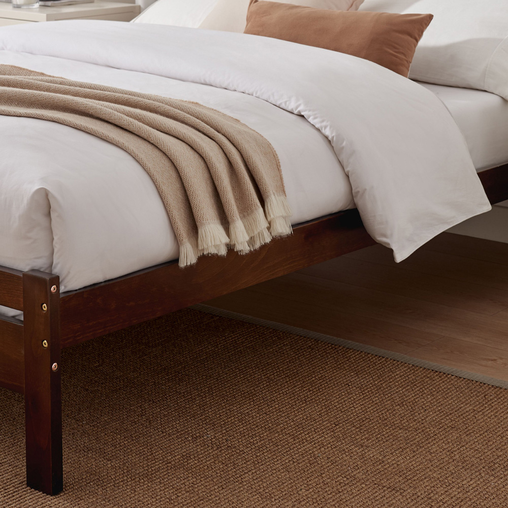 Furniturebox Cadhla King Size Walnut Stain Solid Pine Bed Frame Image 4