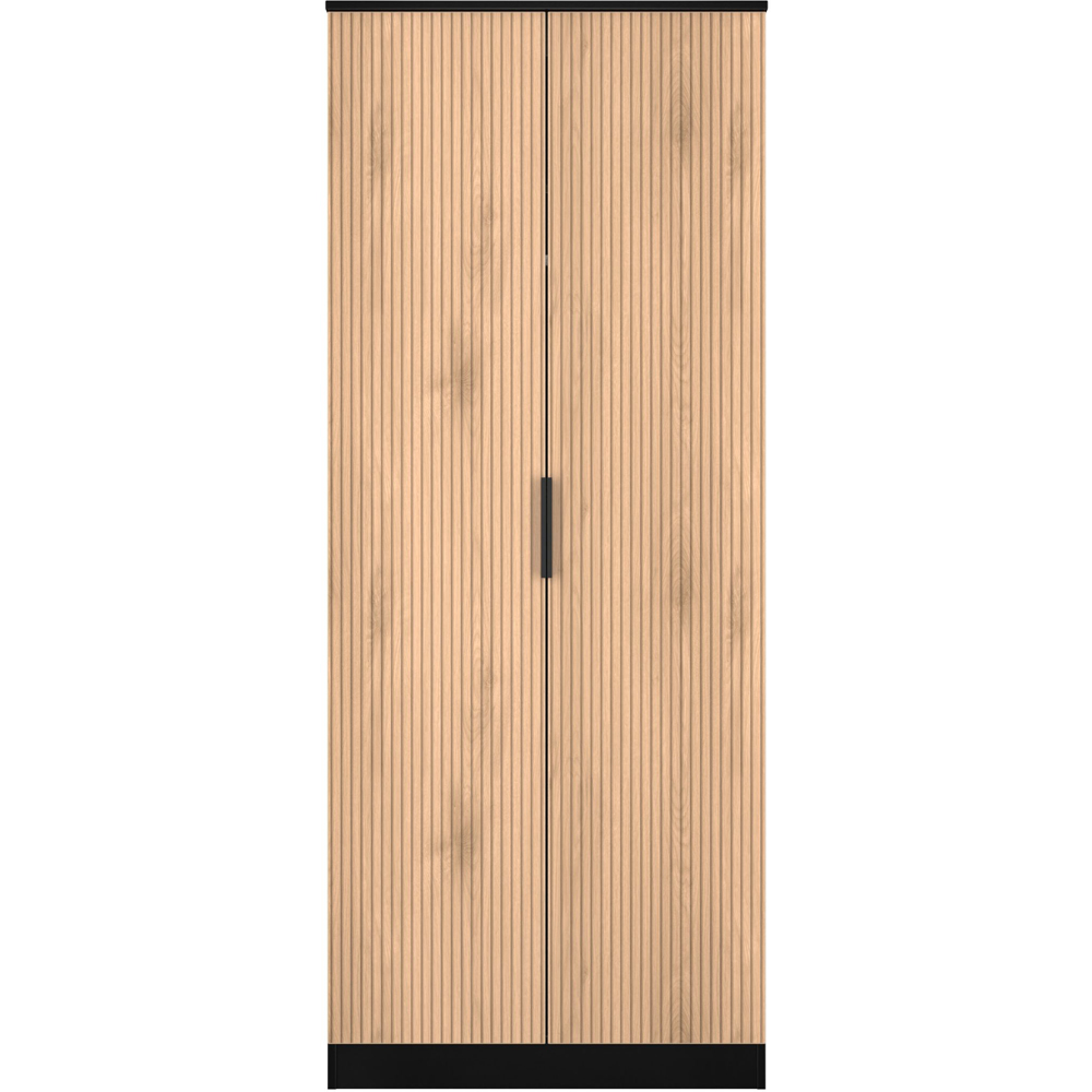 Crowndale Java 2 Door Slatt Effect and Black Wardrobe Image 2
