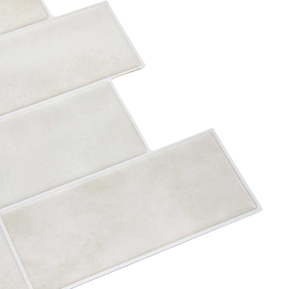 Living and Home Brick Effect Beige Rectangle Self Adhesive Wall Sticker 10 Pack Image 7