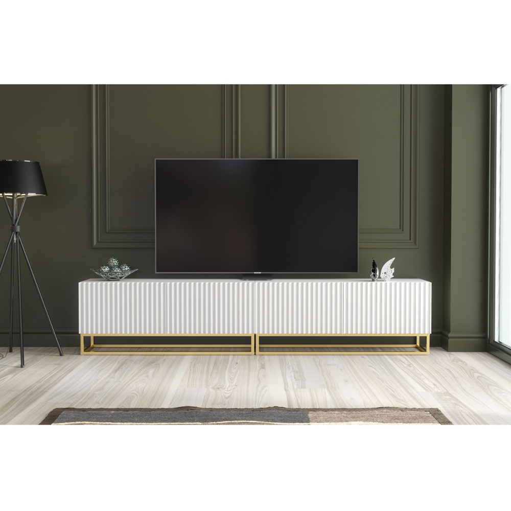 Creative Furniture Ripple Duo White 2 Fluted Door TV Unit Image 3