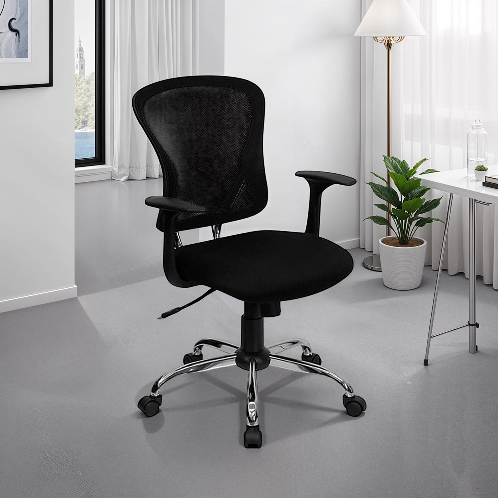 FWStyle Black Mesh Ergonomic Lumbar Support Office Chair Image 3