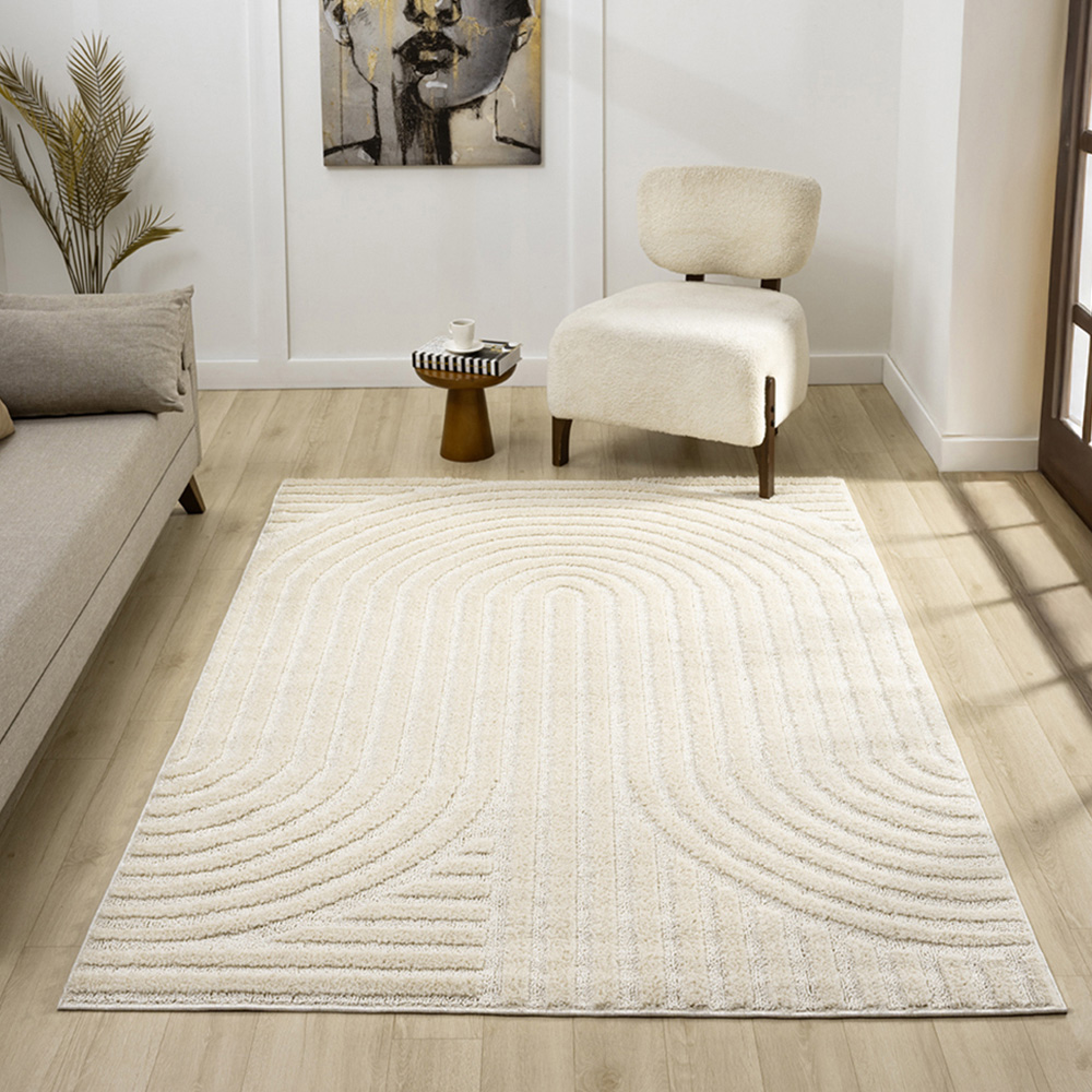 Desire Rugs Isabella Cream Embossed Mazia Arch Lines Rug 200 x 290cm Image 2