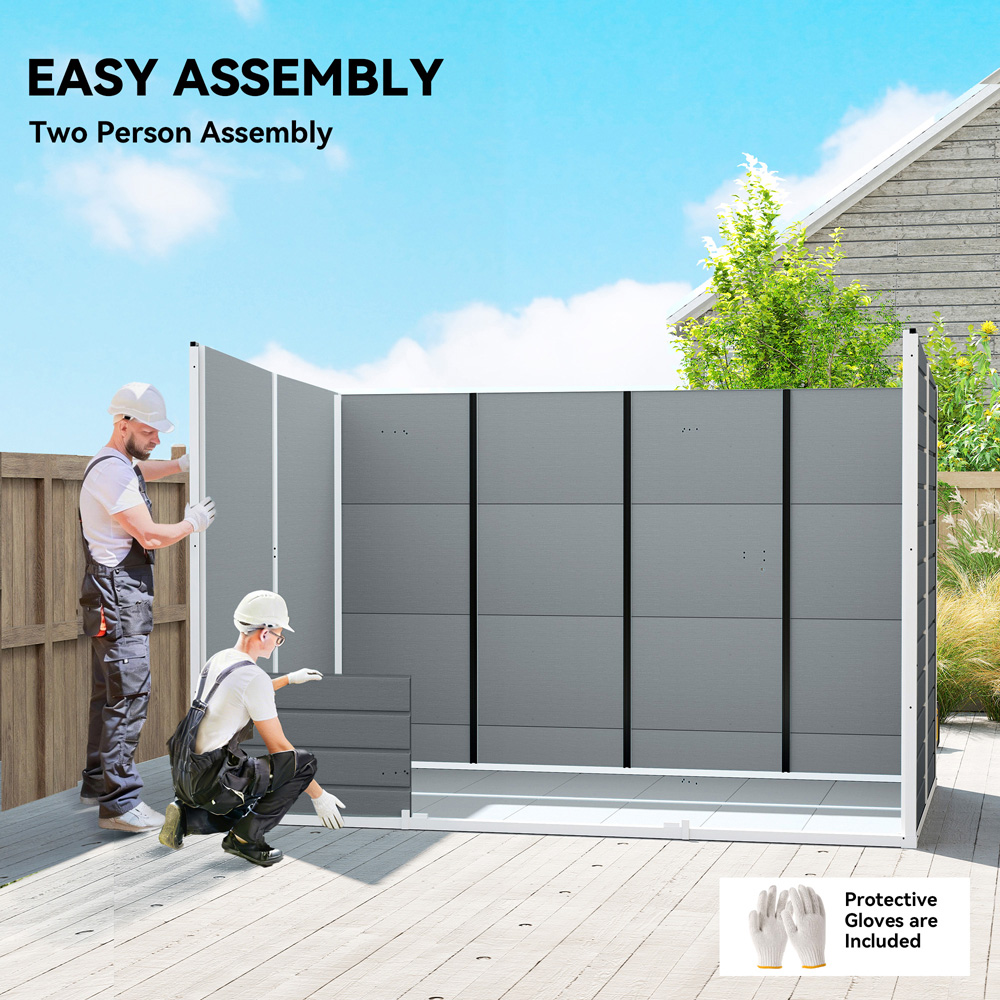 Outsunny 10 x 6ft Grey Pent Garden Shed with Built-In Floor Image 6
