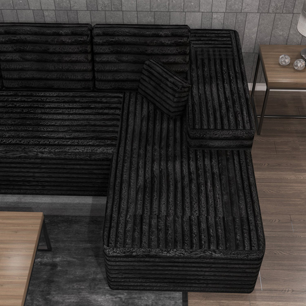 M N Furniture Smart 3 Seater Black Right Hand L-Shape Corner Sofa Image 3