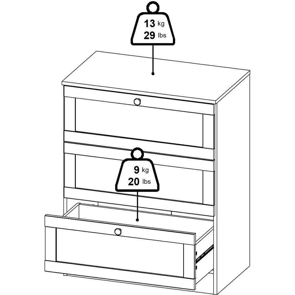 Florence 3 Drawer Jackson Hickory Chest of Drawers Image 7