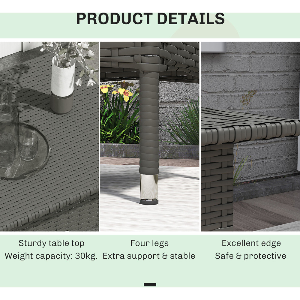 Outsunny Grey Rattan Outdoor Coffee Table Image 6